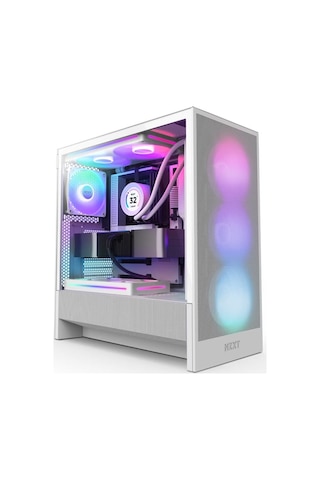 Nzxt H5 Flow RGB 2024 CC-H52FW-R1 F360 RGB Fanlı Atx Beyaz Bilgisayar Kasası