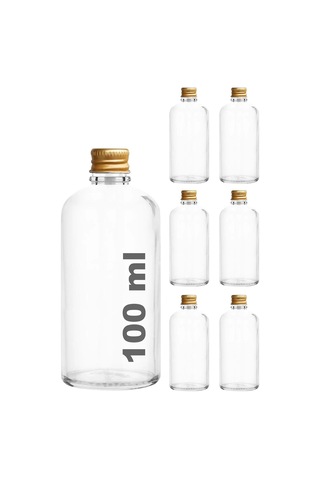 6 Adet Şeffaf Cam Shot Şişesi Sızdırmaz Gold Metal Kapaklı Kolonya Koku Süs Çok Amaçlı Şişe 100ml Genel
