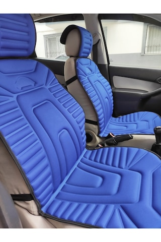 2,li Oto Koltuk Kılıfı Minder Alkantra Kumaş Mavi Renk Kabartmalı