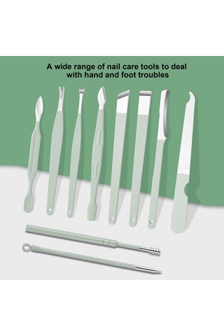 Kangvka Stainless Steel Pedikür Ve Manikür Seti, 16 Parça Fırça İle Folding Çanta, Yeşil/rose Gold/mor/mavi/siyah Seçenekleri Yeşil