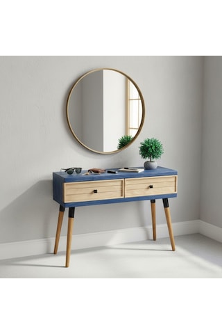 Mobenta Stria Entry: Modern Masif Dresuar 2 Çekmeceli Antre Konsolu - 120x31 Ig-bz Mavi-krem