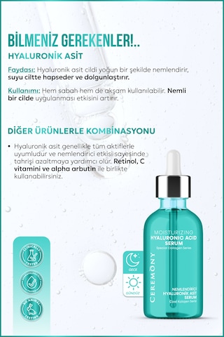 Ceremony Hyaluronik Asit Nemlendirici Cilt Bakım Serumu 30 ML