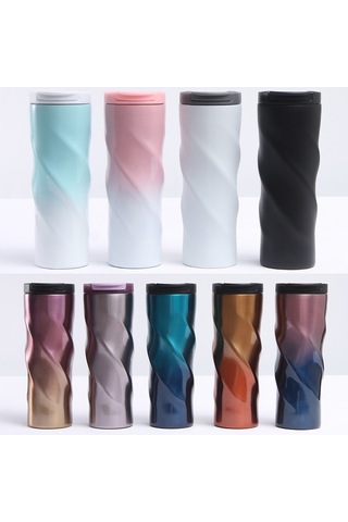 Paslanmaz Çelik İplik Yalıtım Bardağı Yaratıcı Uzaylı Rotasyon Bardağı Beyaz