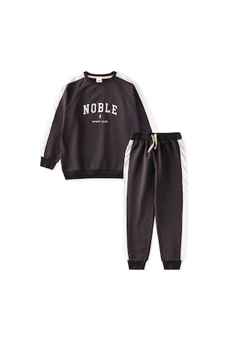 Cigit Erkek Çocuk Baskılı Sweatshirt Takım 8-12 Yaş Antrasit