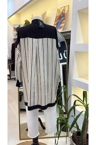 İnvee Ekose Desenli Siyah Camal Tunik 6652 Camel