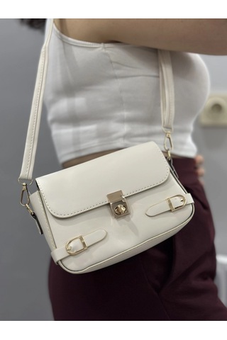 Biçomi Zerej Kemerli Krem Cilt Çanta Krem