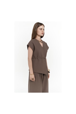 Mai Collection Mai Studios Co. Sorrenio Açık Kahve Yelek Pantolon Takım Acık Kahve Açık Kahverengi
