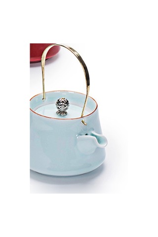 Celadon Seramik Işın Çay Potu 240 Ml, Japon Tarzı Çay Potu Pu'er Pot Ev Çay Seti Tek Çaydanlık Seramik Çiçek Çaydanlık Su Isıtıcısı Çaydanlıklar Altın - Beyaz