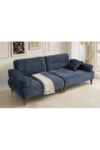 Neo Ahşap Ayaklı 3 Lü Kanepe Mavi