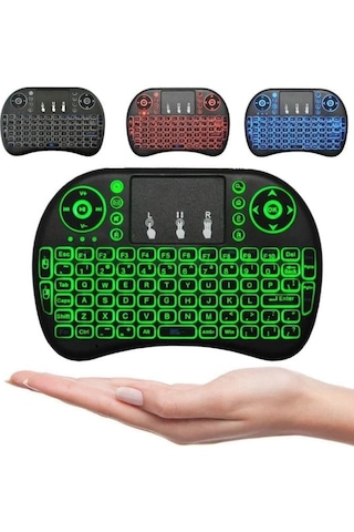 Smart TV Box PS3 Uyumlu Kablosuz Işıklı Şarjlı Touchpadli Mini Q Klavye