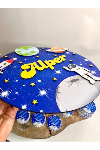 Uzaytemalı Astronotlu Kapı Süsü-bebek Odası Gezegenler Kapı Süsü- Ahşap