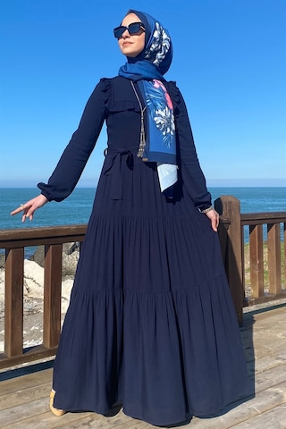 Rabia Şamlı Bade Elbise Lacivert Normal