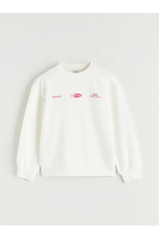 LC Waikiki Lcw Kids Ekru Baskılı Kız Çocuk Sweatshirt Ecru