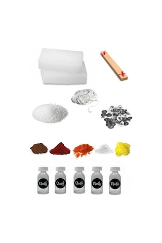 Mum Yapım Seti,1Kg Mum Parafini,Esans,Boya,Fitil,Çıtçıt,Stearin