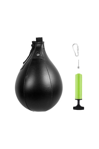 Konesam Siyah Boks Hız Topu Armut Şekli - Pu Deri, Çarpma Dayanıklı, Refleks Ve Hız Eğitimi - Hava Pompa Ve Sabitleme Kanca Dahil