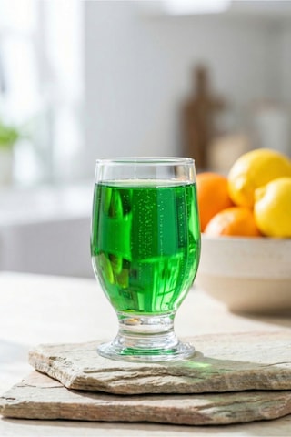 Lav Rena Cam Meşrubat Bardağı 6'lı 215 ml Tablalı (Tatlı Servisi , Dondurmalık , Su Bardağı )