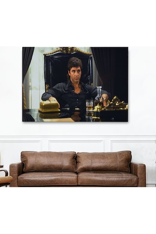 Es10 Özel Tasarım, Dekortif BaskıScarface Alpacino İtalyan Mafya Kanvas Tablo-5137 (35 x 50)