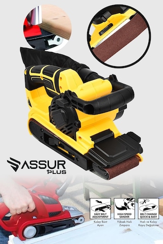 Assur Plus 900W Elektrikli Vakumlu Tozsuz Cila Özellikli Tank Zımpara Makinesi - 2850