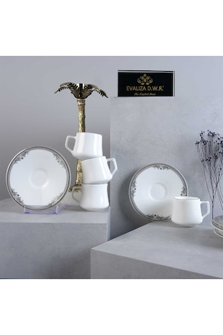 Evaliza Versailles Platin 12 Parça 6 Kişilik Kahve Fincan Takımı 80 Ml Platin