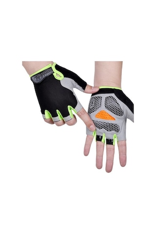 Happychildhood Spor Yarı Parmaklı Eldivenler Erkekler Ve Kadınlar Açık Havada Bisiklet Sürmek Yeşil