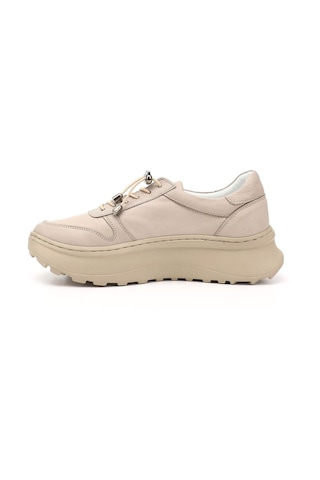 Gönderi(R) Gönderi R Bej Lastik Bağcıklı Comfort Dolgu Taban Hakiki Deri Sneaker Bej
