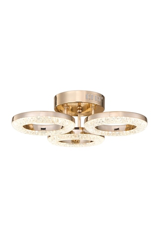Oylum 3'lü Gold 24 Watt Kristalli Koridor Salon Led Plafonyer Avize Gold