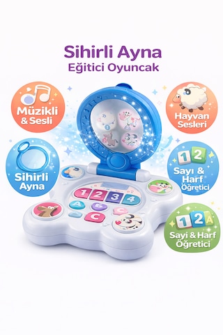 Sihirli Ayna Eğitici Oyuncak Müzikli, Sesli, Sayı & Harf Öğretici, 18 Ay+