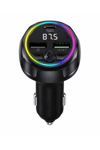 Rio Tech Araç Fm Vericisi Bluetooth 5.0 Type-c Qc3.0 Hızlı Şarj 48w Çift Usb