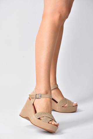 Fox Shoes Ten Süet Kadın Dolgu Topuklu Ayakkabı K250909002