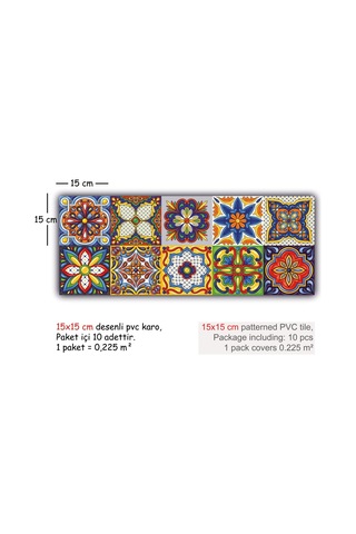 Tink Kendinden Yapışkanlı Karnaval Desenli Pvc Karo Kaplama 15x15 Cm 10'lu Paket