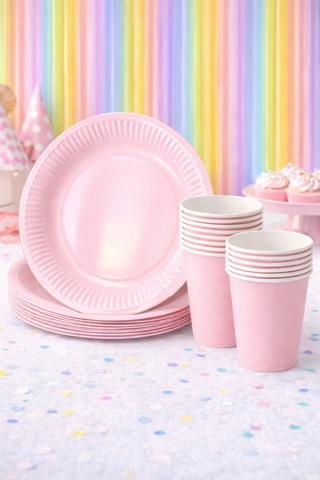 Beysüs Makaron Pembesi 8li Tabak Bardak Set