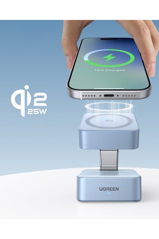 Ugreen Magflow 2-in-1 25w Magnetik Wireless Magsafe Kablosuz Şarj Standı, 55960b