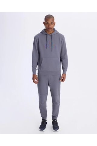 Kappa Logo Brian Hoodie Erkek Volkanik Gri Regular Hoodie Siyah