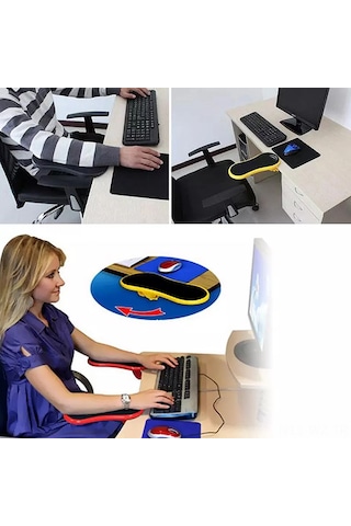 Wezone Ergonomik El Dirsek Destekçisi - 180 Derece Dönebilen Ofis Wrist Pad - Siyah Abs Malzeme İle Dayanıklı