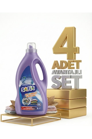 Safia Bitkisel Sıvı Çamaşır Makine Deterjanı Renkliler 4x3 Lt