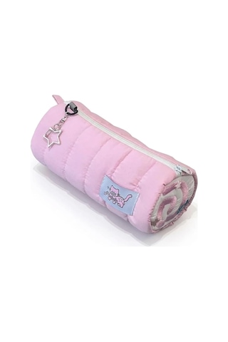 Fufu Narutomaki Y2k Rulo Pembe Kalemlik Pembe Kırtasiye Makyaj Düzenleyici Çanta Kalem Kutusu 124-Pembe