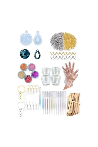 Başlangıç Seti 300 Parça'lı Silikon Kalıp Takı Çivileri Glitter Döküm Kabı Damlalık Pipet X1