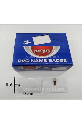 Noki Yaka Kartı Klips ve İğneli. Pvc Kokart Yatay Yaka Kart Kabı