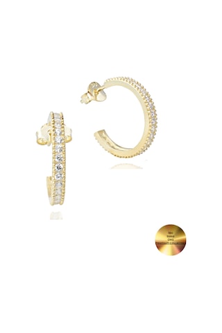 Brezza Lusso Jewelry 18k Serie Oro Tamtur Işıltı Dizilim Night Kadın Gümüş Küpe 18 Mm