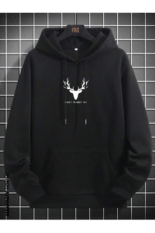 Altamira Erkek Geyik Baskı Kapüşonlu Sweatshirt 001