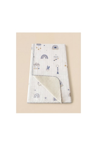 %100 Pamuk Bebek Battaniyesi Pikeli 100x100 Mavi