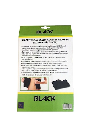Black Black 25x120 Cm Termal Sauna Kemer Neopren Bel Korsesi