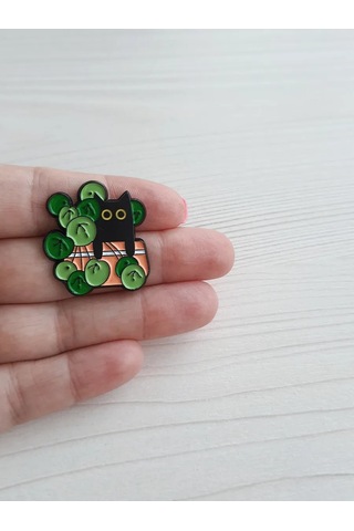 Proshik Siyah Kedi Broş Rozet 293476564 Siyah