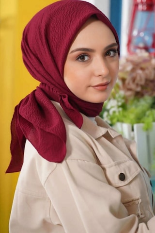 Melodi Scarf Kadın Tesettür Mio Caz Eşarp Hijab Bordo Bordo