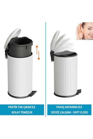 Aqua Bagno Midas Çöp Kovası -pedallı 16 Lt. , Beyaz