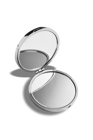 Yuvarlak Mini Metal Ayna - Taşınabilir Makyaj Aynası Metalik Gri