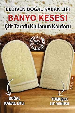 Em Amanos Beauty Çift Taraflı Eldiven Doğal Kabak Lifi Banyo Kesesi