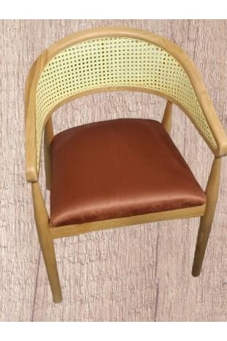 Sandalye Kolçak Hasır Ahşap Kayın Naturel Modern Tarz El Yapımı