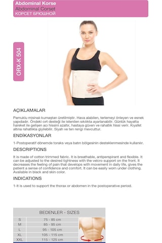 Abdominal Karın Korsesi Karın Toparlayıcı Ve Bel Destek Korsesi Orx -k504