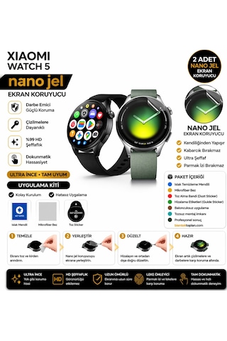 Xiaomi Watch 5 Uyumlu Nano Hidrojel Ekran Koruyucu 2 Adet Kırılmaz Darbe Emici Tam Koruma